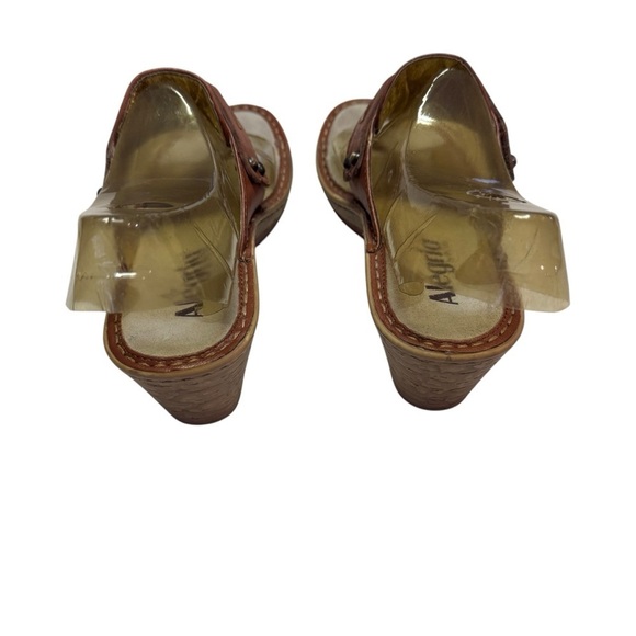 Alegria Lola Sandals Womens size 37 or US 7M Cognac Leather Wedge T Strap Style - Picture 6 of 10